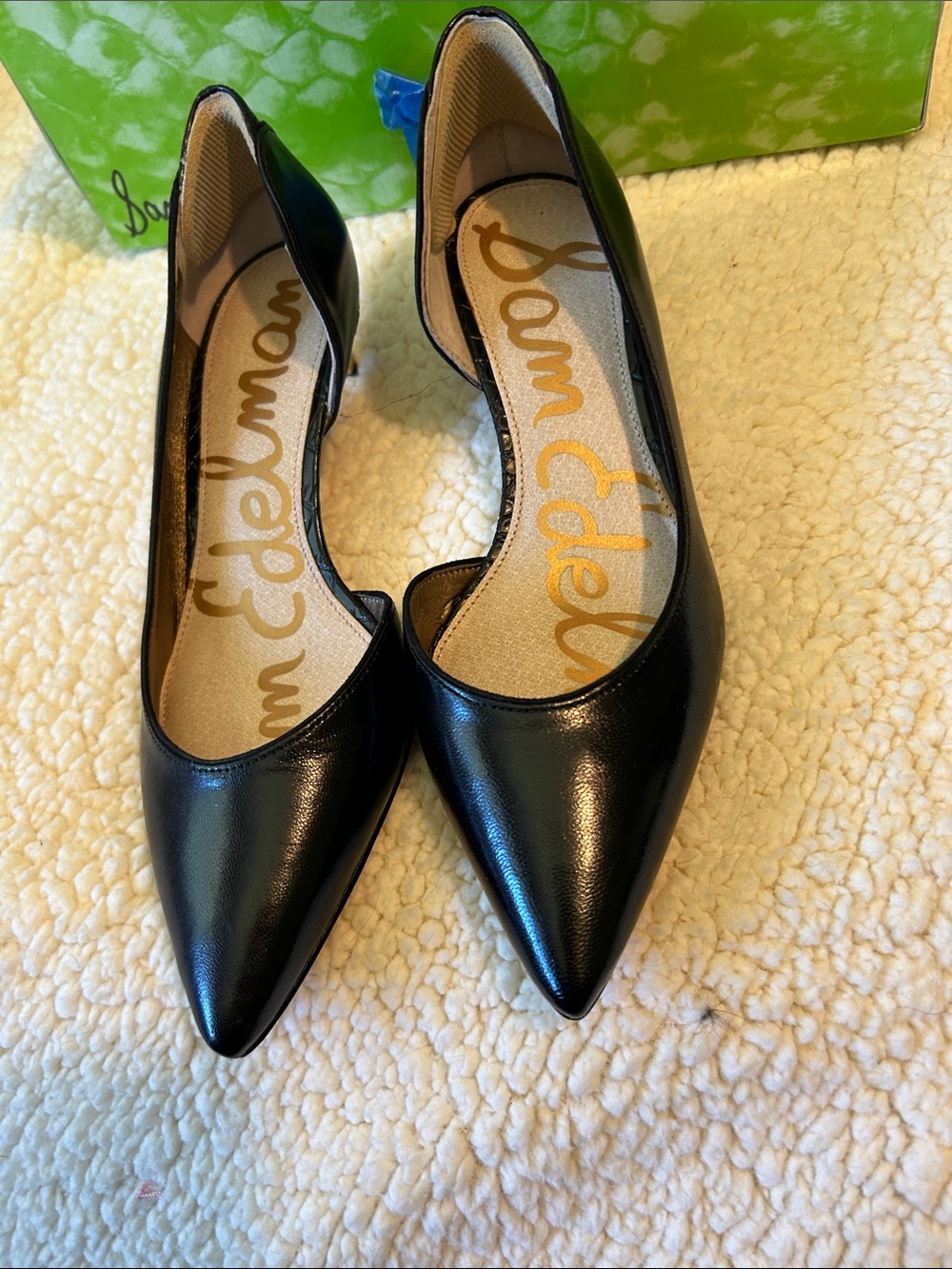 Sam Edelman Black Pointed D'Orsay Leather Flats